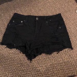 Black tattered shorts